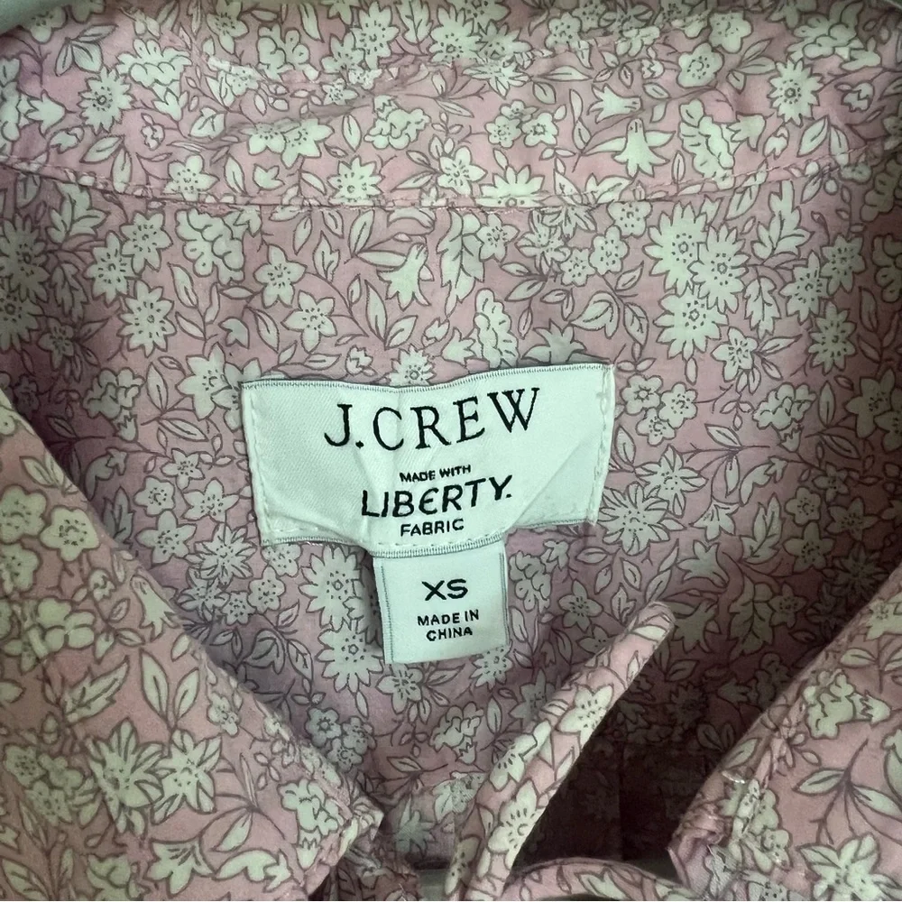 J Crew Liberty Scallop Poplin Popver Top Flower Market Pink Floral Women's XS